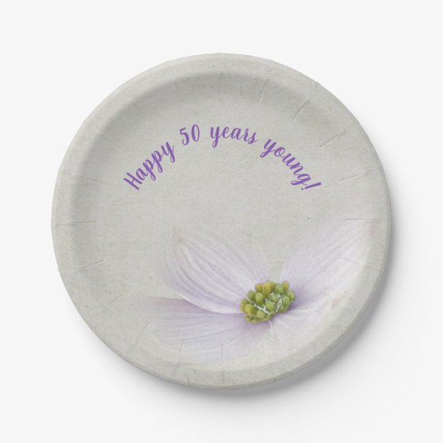 pastel purple cosmos flower paper plates (Front)