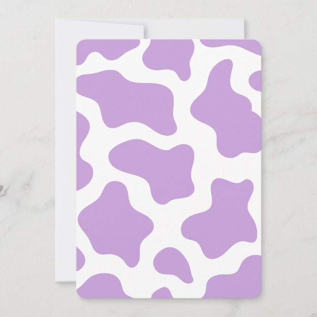pastel purple cow print kawaii invitation (Front)