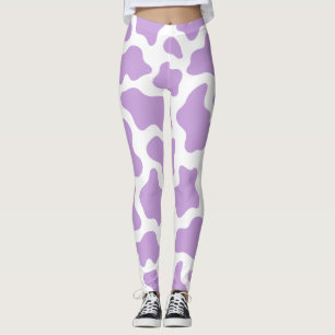 pastel purple cow print kawaii leggings