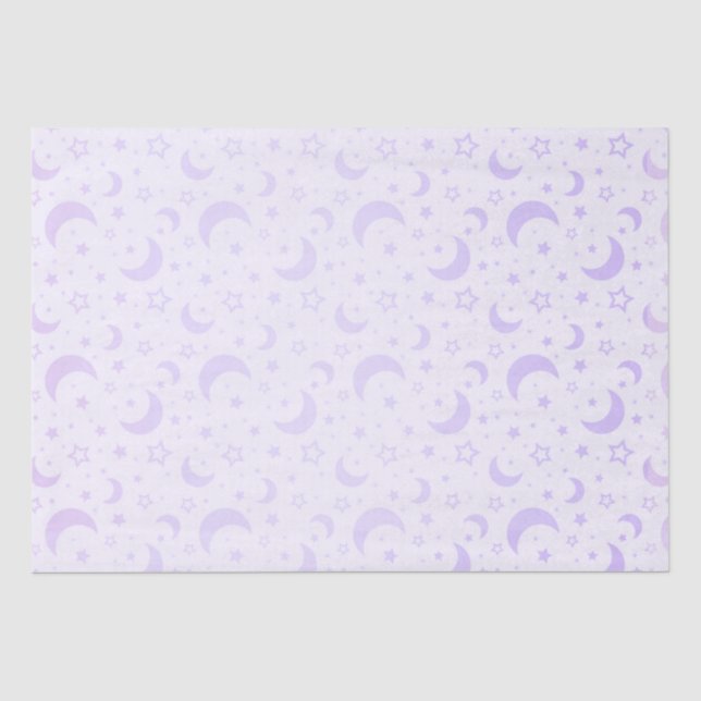 Pastel Purple Crescent Moons and Stars Halloween Tissue Paper (Front)