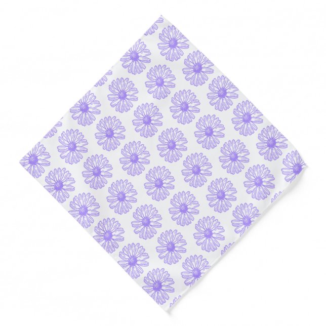 Pastel Purple Daisy Flower Print, Hippie Floral Bandana (Front)
