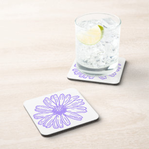 Pastel Purple Daisy Flower Print, Hippie Floral Beverage Coaster