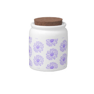 Pastel Purple Daisy Flower Print, Hippie Floral Candy Jar