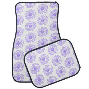 Pastel Purple Daisy Flower Print, Hippie Floral Car Floor Mat