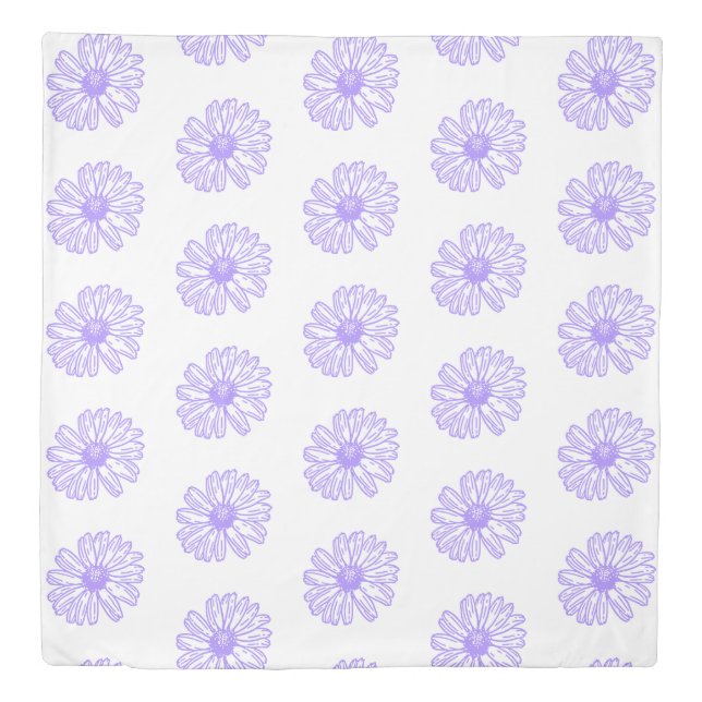 Pastel Purple Daisy Flower Print, Hippie Floral  Duvet Cover (Front)