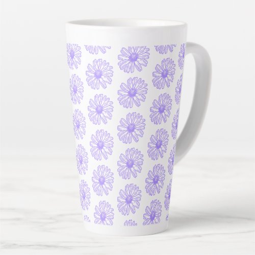 Pastel Purple Daisy Flower Print Hippie Floral Latte Mug