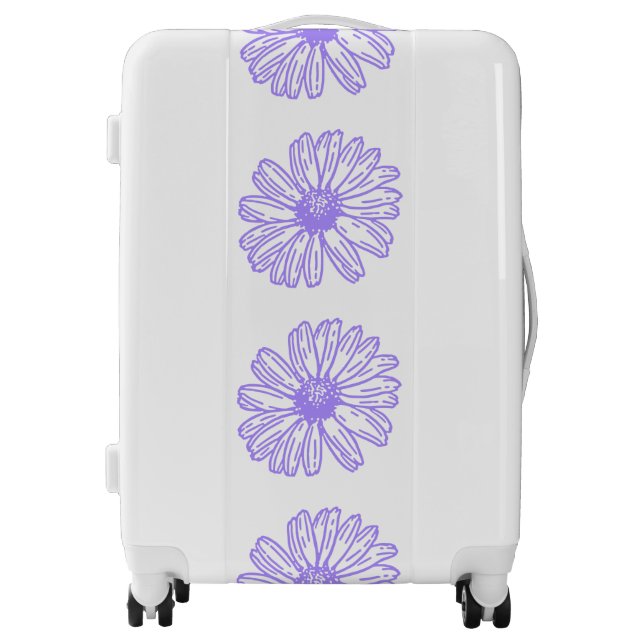 Pastel Purple Daisy Flower Print, Hippie Floral Luggage (Front)