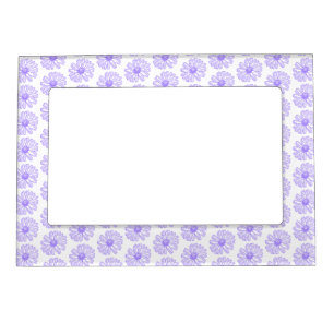 Pastel Purple Daisy Flower Print, Hippie Floral Magnetic Frame