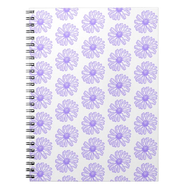 Pastel Purple Daisy Flower Print, Hippie Floral Notebook (Front)