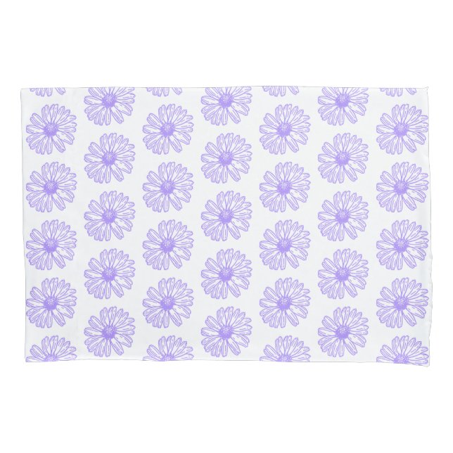 Pastel Purple Daisy Flower Print, Hippie Floral Pillow Case (Front)