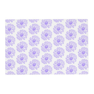 Pastel Purple Daisy Flower Print, Hippie Floral Placemat