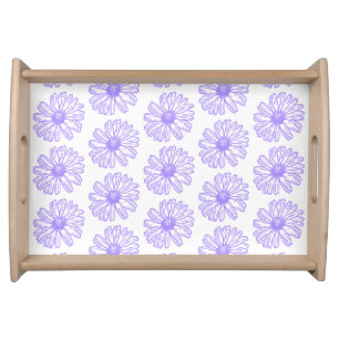 Pastel Purple Daisy Flower Print, Hippie Floral Serving Tray
