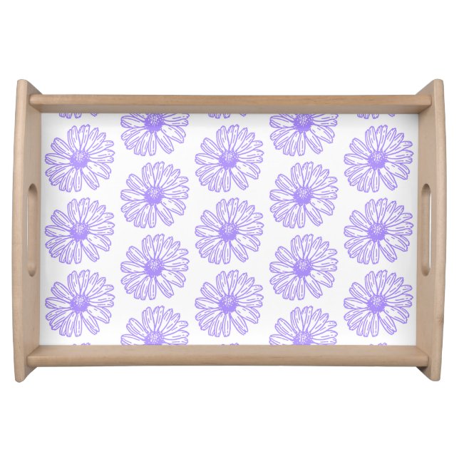 Pastel Purple Daisy Flower Print, Hippie Floral Serving Tray (Front)