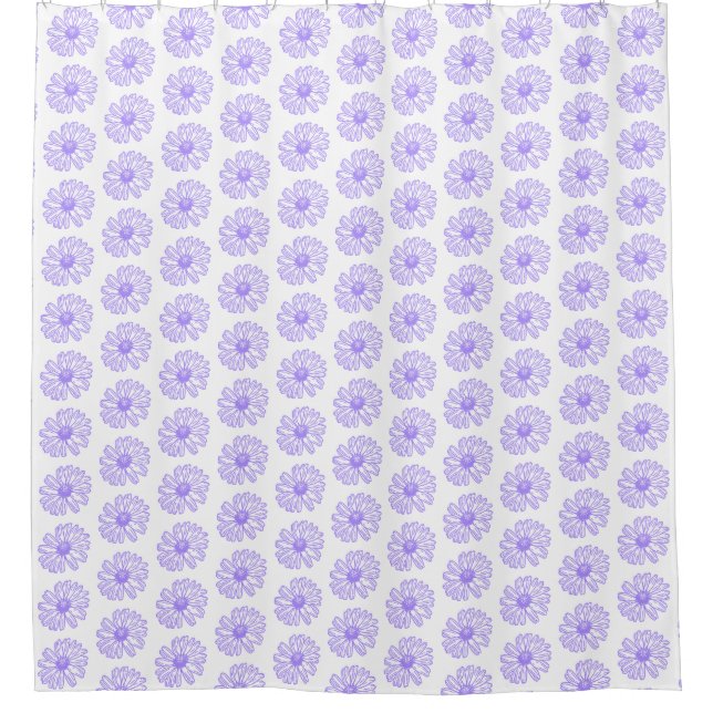 Pastel Purple Daisy Flower Print, Hippie Floral Shower Curtain (Front)