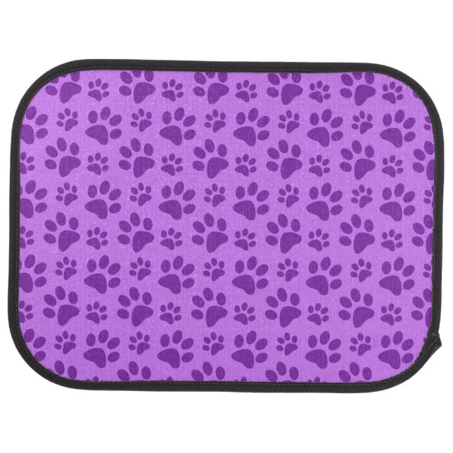 Pastel purple dog paw print car floor mat (Rear)