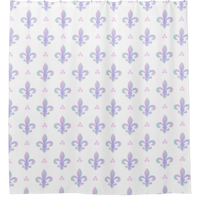Pastel Purple Fleur De Lis Shower Curtain (Front)