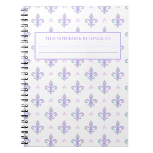 Pastel Purple Fleur De Lis Spiral Photo Notebook