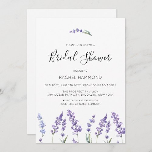 Pastel Purple Floral Bridal Shower Invitation