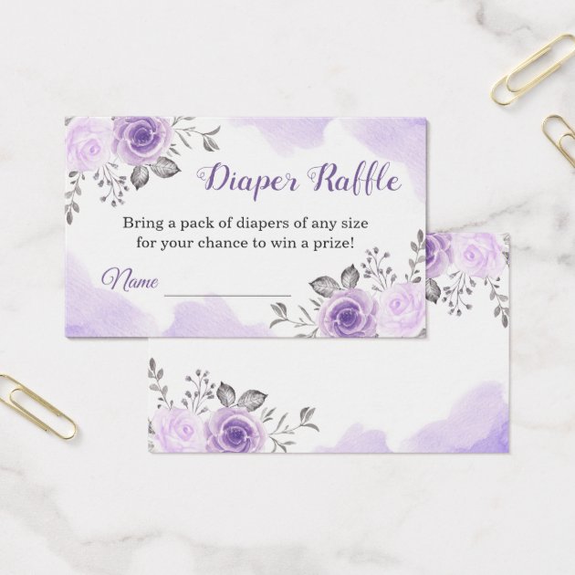 Pastel Purple Floral Diaper Raffle Tickets