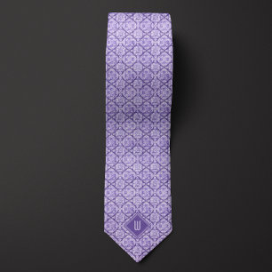 Pastel Purple Floral Inspired Monogram Neck Tie