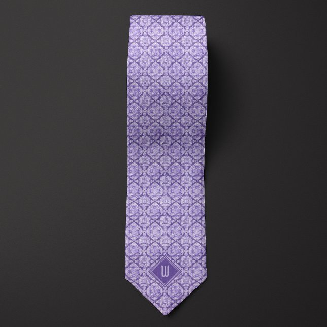 Pastel Purple Floral Inspired Monogram Neck Tie (Creator Uploaded)