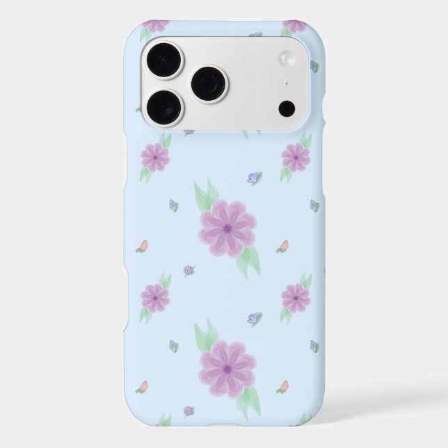 Pastel Purple Floral iPhone 17 Pro Max Case (Back)