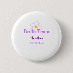 Pastel purple flower bridesmaid bride team boho mo button