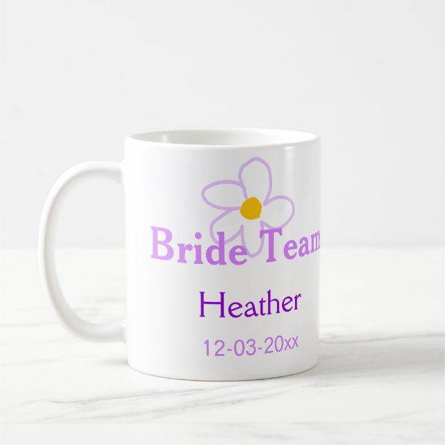 Pastel purple flower bridesmaid bride team boho mo coffee mug (Left)