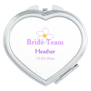 Pastel purple flower bridesmaid bride team boho mo compact mirror
