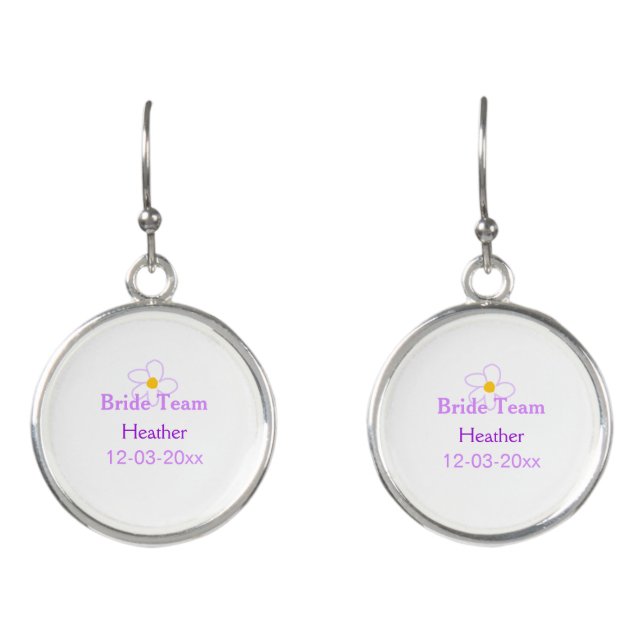 Pastel purple flower bridesmaid bride team boho mo earrings (Front)