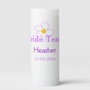 Pastel purple flower bridesmaid bride team boho mo pillar candle