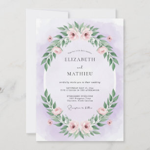 Pastel Purple Foliage Eucalyptus Wedding Invitation