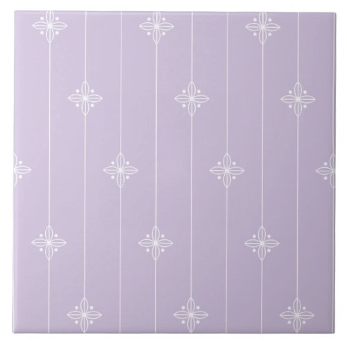 Pastel Purple Geometric Floral Pattern Ceramic Tile