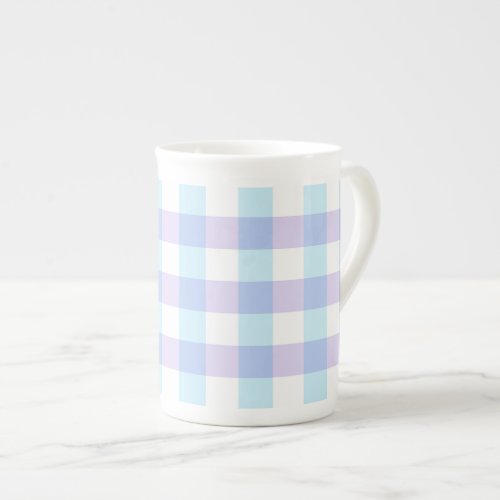 Pastel Purple Gingham Bone China Mug