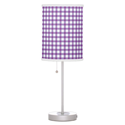 Pastel Purple Gingham Check Pattern Table Lamp