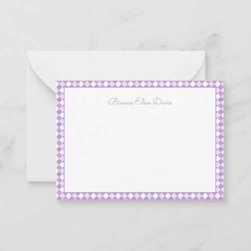 Pastel Purple Gingham Childrens Note Card