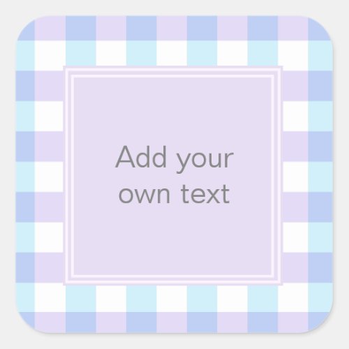 Pastel Purple Gingham Custom Text Square Sticker