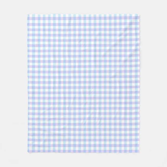 Pastel Purple Gingham Fleece Blanket (Front)