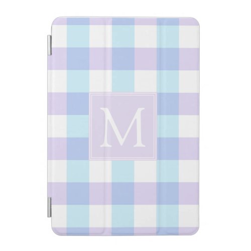 Pastel Purple Gingham Monogram iPad Mini Cover