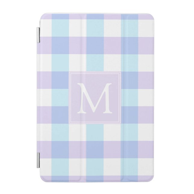 Pastel Purple Gingham Monogram iPad Mini Cover (Front)