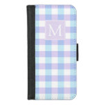 Pastel Purple Gingham Monogram iPhone 8/7 Wallet Case
