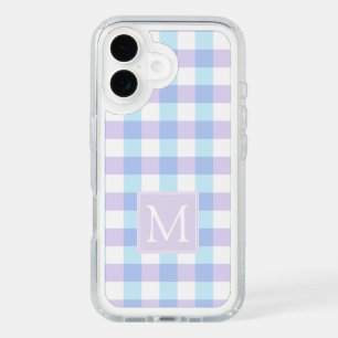 Pastel Purple Gingham Monogram iPhone 16 Case