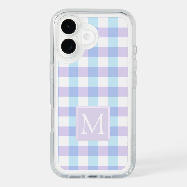Pastel Purple Gingham Monogram Speck iPhone Case (Front)