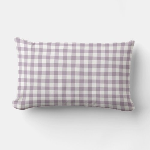 Pastel Purple Gingham Pattern Checkered Lumbar Pillow
