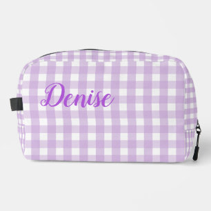 Pastel Purple Gingham Pattern Dopp Kit