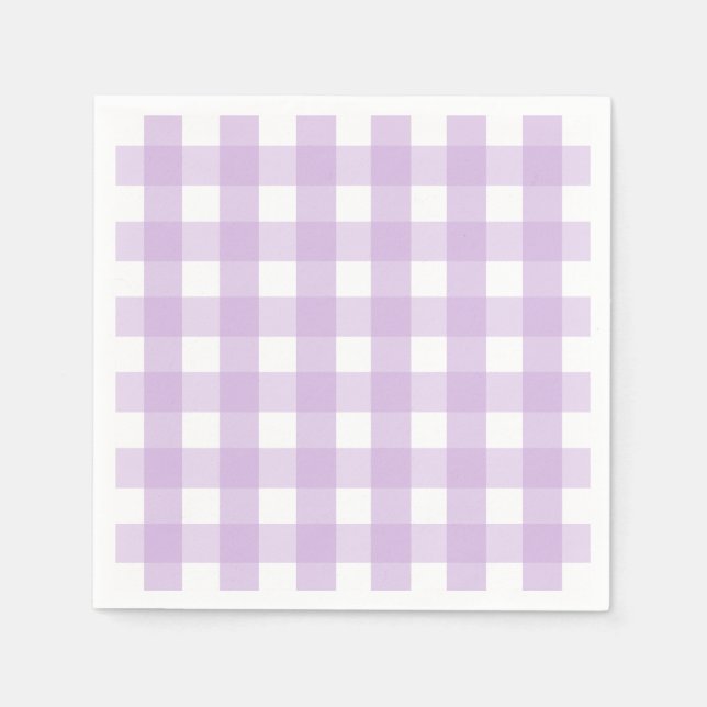 Pastel Purple Gingham Pattern Napkins (Front)