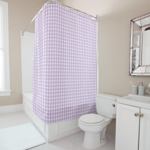 Pastel Purple Gingham Pattern Shower Curtain