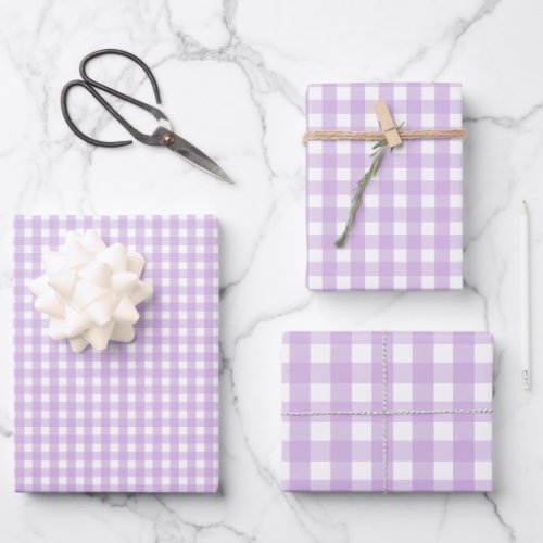 Pastel Purple Gingham Pattern Wrapping Paper Sheets