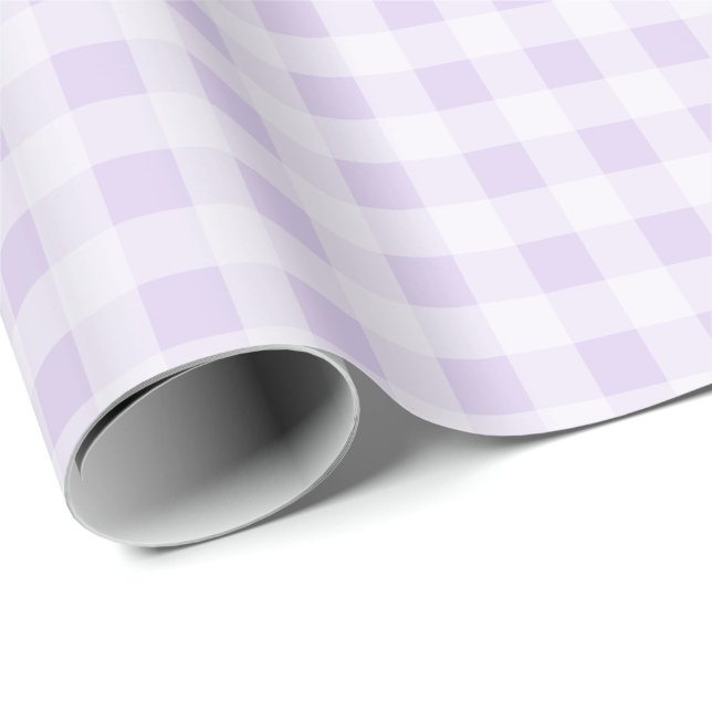 Pastel Purple Gingham Plaid Checkered Wrapping Paper (Roll Corner)