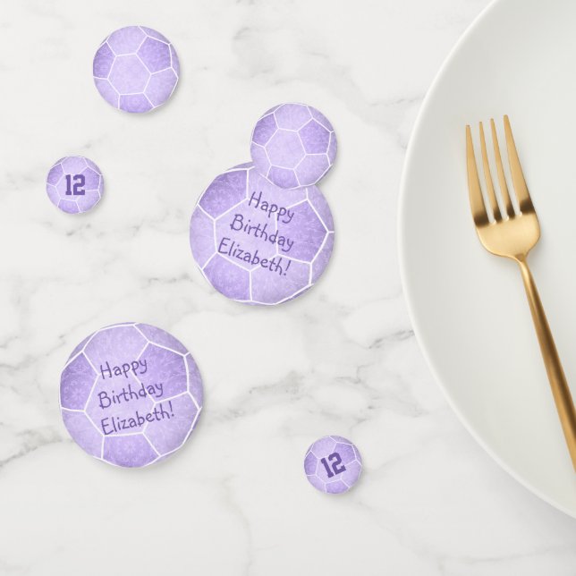 pastel purple girls soccer birthday party confetti (Group)